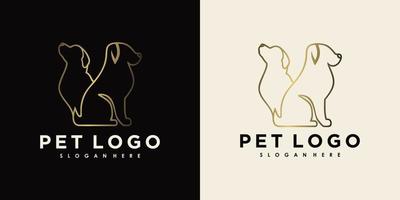 huisdier logo-ontwerp met creatief element hond en kat vector