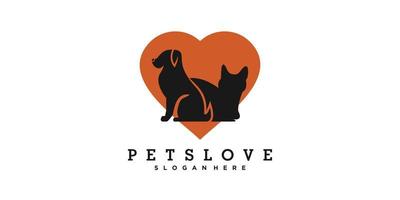huisdier liefde logo ontwerpsjabloon met creatief concept vector