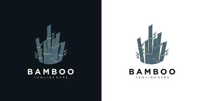 bamboe logo pictogram ontwerp stengels en bladeren met sjabloon creatief vector