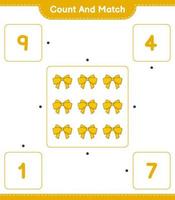 tel en match, tel het aantal linten en match met de juiste nummers. educatief kinderspel, afdrukbaar werkblad, vectorillustratie vector