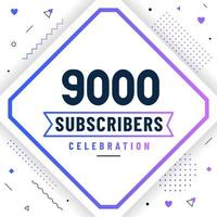 bedankt 9000 abonnees, 9k abonnees vieren modern kleurrijk ontwerp. vector