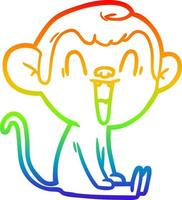 regenbooggradiënt lijntekening cartoon lachende aap vector