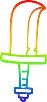 regenbooggradiënt lijntekening cartoon gouden zwaard vector