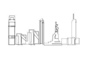 new york of usa skyline tekening. vectorillustratie van bezienswaardigheden en stad voor afdrukken of reizen reclame concept. vector