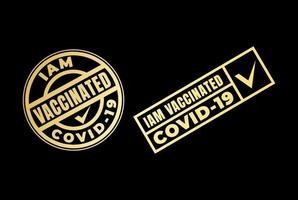 vaccin check ik heb gevaccineerd covid-19 badge label stempel watermerk logo ontwerp vector