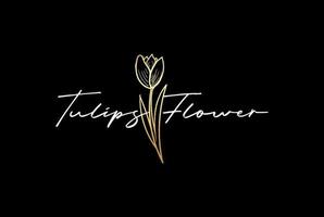 elegante luxe gouden tulpen bloem logo ontwerp vector