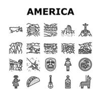 Zuid-Amerika scape en traditie pictogrammen instellen vector