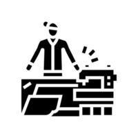 naai ambachtelijke bezetting glyph pictogram vectorillustratie vector