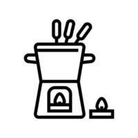 kaarslicht fondue pot lijn pictogram vectorillustratie vector