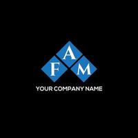 fam brief logo ontwerp op zwarte achtergrond. fam creatieve initialen brief logo concept. fam brief ontwerp. vector