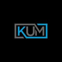 kum brief logo ontwerp op zwarte achtergrond. kum creatieve initialen brief logo concept. kum brief ontwerp. vector