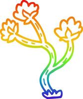 regenbooggradiënt lijntekening cartoon wilde bloemen vector