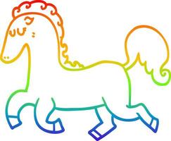 regenbooggradiënt lijntekening cartoon paard rennen vector