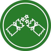 exploderende kerstkraker cirkelvormig pictogram vector