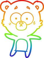 regenbooggradiënt lijntekening angstige beer cartoon vector