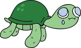 eigenzinnige handgetekende cartoonschildpad vector