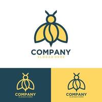 bijen insect pictogram logo ontwerp inspiratie met koffieboon combinatie mot minimalistische lijntekeningen vector