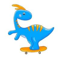 schattige dinosaurus met skate vector