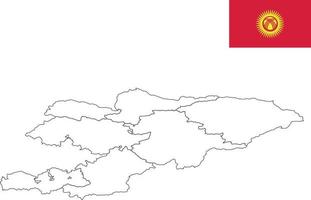 kaart en vlag van kirgizië vector