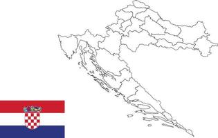 kaart en vlag van kroatië vector