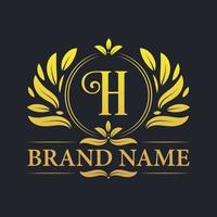 gouden vintage luxe h brief logo ontwerp. vector