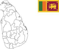 kaart en vlag van sri lanka vector