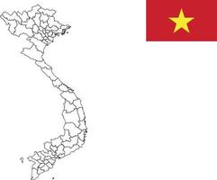 kaart en vlag van vietnam vector