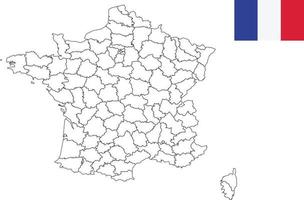 kaart en vlag van de Franse departementen vector