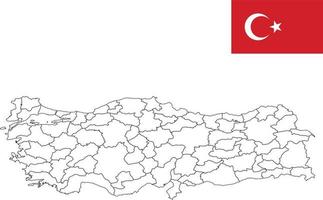 kaart en vlag van turkije vector