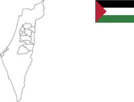 kaart en vlag van palestina vector