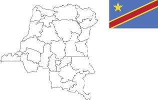 kaart en vlag van de democratische republiek congo vector