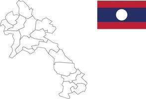 kaart en vlag van laos vector