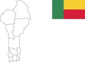 kaart en vlag van benin vector