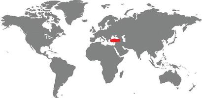 turkije kaart op de wereldkaart vector