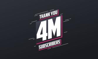 bedankt 4000000 abonnees 4 miljoen abonnees viering. vector