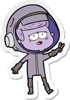 sticker van een cartoon vermoeide astronaut vector