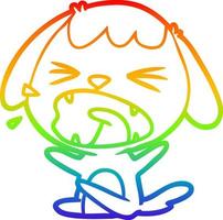 regenbooggradiënt lijntekening schattige cartoon hond blaffen vector