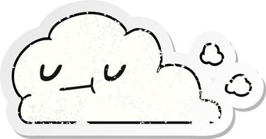 verontruste sticker cartoon van kawaii happy cloud vector