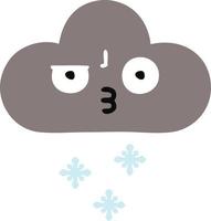 egale kleur retro cartoon storm sneeuw wolk vector