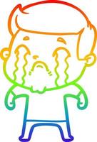 regenbooggradiënt lijntekening cartoon man huilen vector