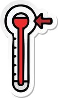 sticker van een schattige cartoon hete thermometer vector