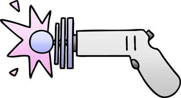 eigenzinnige gradiënt gearceerde cartoon ray gun vector