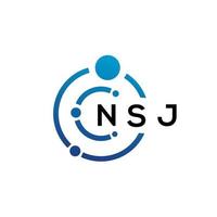 nsj brief technologie logo ontwerp op witte achtergrond. nsj creatieve initialen letter it logo concept. nsj-briefontwerp. vector