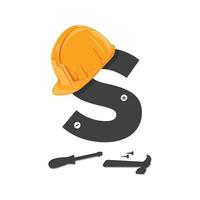 initial s constructie logo vector