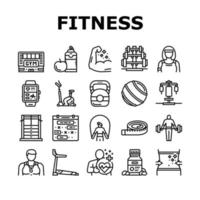 fitness gezondheid atleet opleiding pictogrammen instellen vector