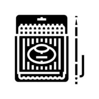 blauwe balpen glyph pictogram vectorillustratie vector