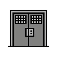dubbele metalen gevangenis deur kleur pictogram vectorillustratie vector