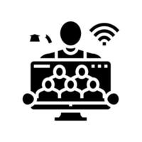 online lessen geven glyph pictogram vectorillustratie vector