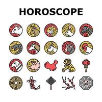 chinese horoscoop en accessoire pictogrammen instellen vector