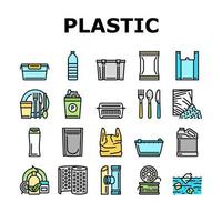 plastic accessoires en gebruiksvoorwerpen pictogrammen instellen vector